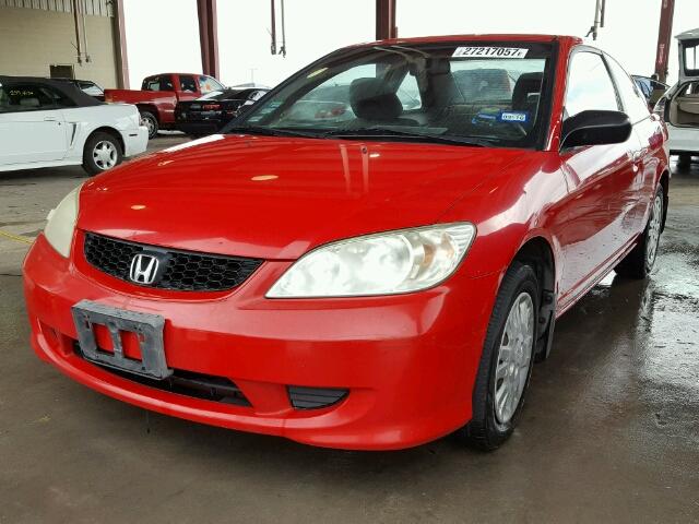 1HGEM22534L081807 - 2004 HONDA CIVIC LX RED photo 2