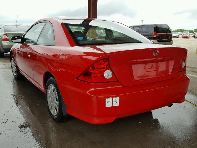 1HGEM22534L081807 - 2004 HONDA CIVIC LX RED photo 3