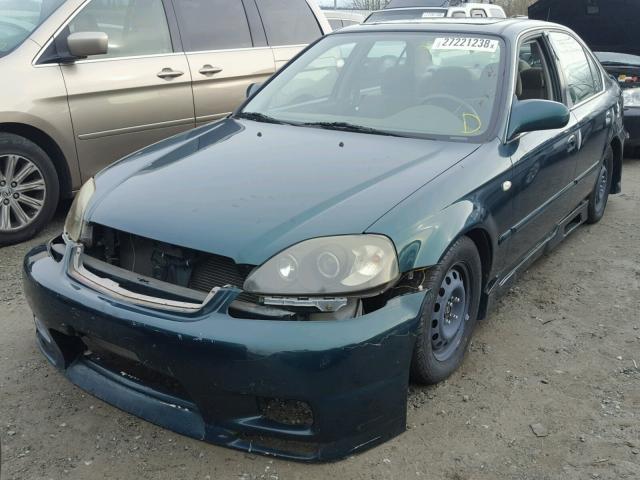 JHMEJ8641YS003869 - 2000 HONDA CIVIC EX GREEN photo 2