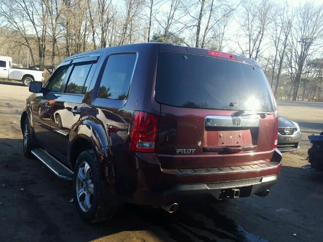 5FNYF3H78DB028981 - 2013 HONDA PILOT EXLN BURGUNDY photo 3