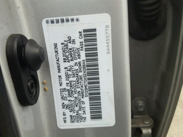 5Y2SM670X9Z408844 - 2009 PONTIAC VIBE SILVER photo 10