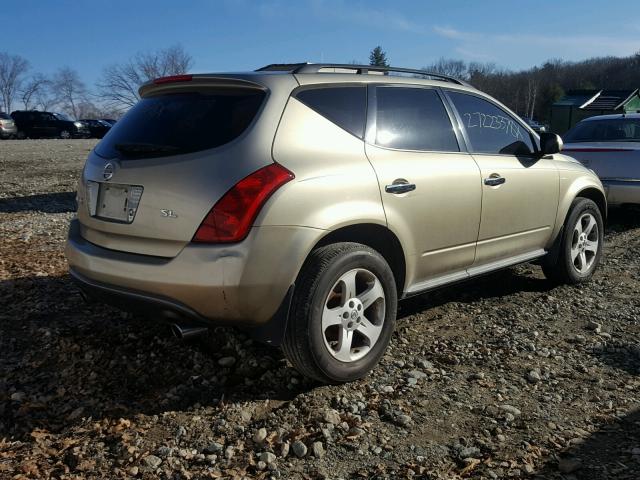 JN8AZ08T45W324361 - 2005 NISSAN MURANO SL TAN photo 4