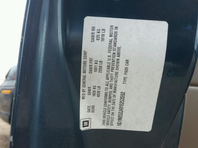 1G1NE52J4Y6253592 - 2000 CHEVROLET MALIBU LS 绿色 照片 10