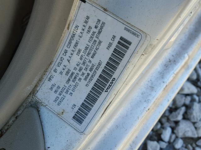 YV1VS29523F933937 - 2003 VOLVO S40 1.9T SILVER photo 10