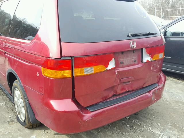 2HKRL180X2H568464 - 2002 HONDA ODYSSEY EX RED photo 9