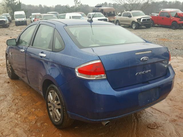 1FAHP35N78W186039 - 2008 FORD FOCUS SE BLUE photo 3