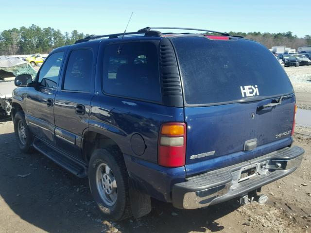 1GNEC13T21J293556 - 2001 CHEVROLET TAHOE C150 BLUE photo 3