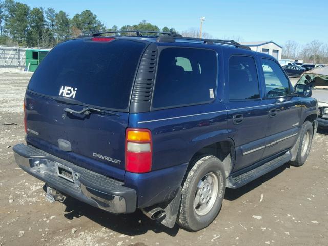 1GNEC13T21J293556 - 2001 CHEVROLET TAHOE C150 BLUE photo 4