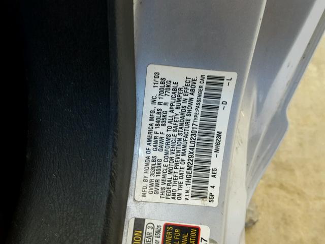 1HGEM229X4L023017 - 2004 HONDA CIVIC EX Gümüş foto 10