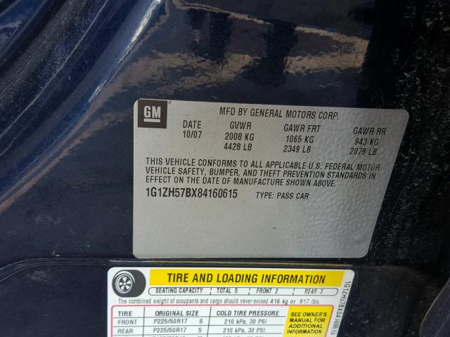 1G1ZH57BX84160615 - 2008 CHEVROLET MALIBU 1LT 蓝色 照片 10