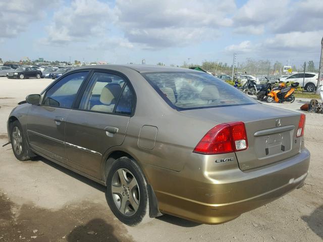 2HGES26715H541627 - 2005 HONDA CIVIC EX ოქროსფერი ფოტო 3