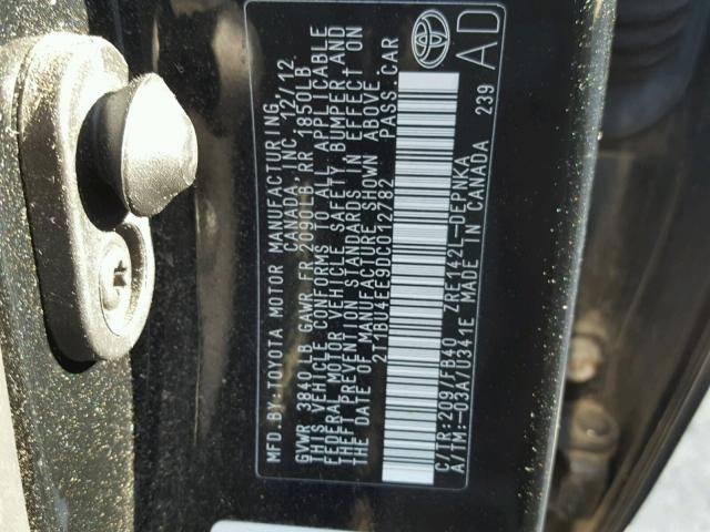 2T1BU4EE9DC012782 - 2013 TOYOTA COROLLA BA BLACK photo 10