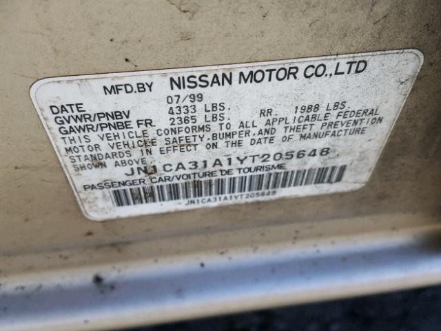 JN1CA31A1YT205648 - 2000 NISSAN MAXIMA GLE GOLD photo 10