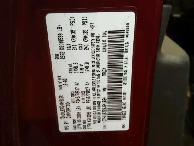 1D7HU16Z23J541624 - 2003 DODGE RAM 1500 S MAROON photo 10