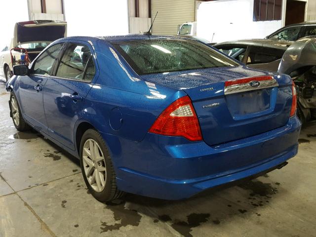 3FAHP0JA0CR251410 - 2012 FORD FUSION SEL BLUE photo 3