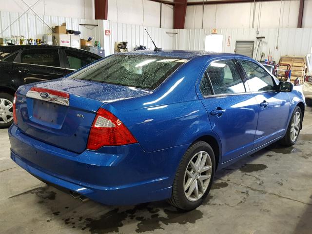 3FAHP0JA0CR251410 - 2012 FORD FUSION SEL BLUE photo 4