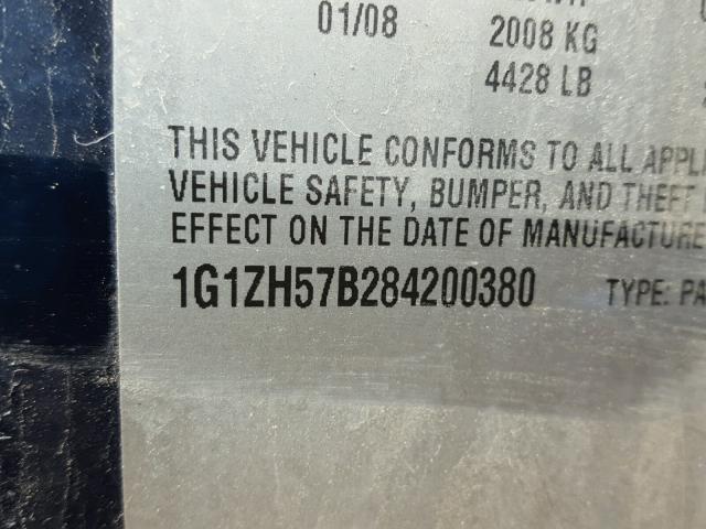 1G1ZH57B284200380 - 2008 CHEVROLET MALIBU 1LT 蓝色 照片 10