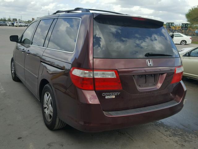 5FNRL38617B089212 - 2007 HONDA ODYSSEY EX MAROON photo 3