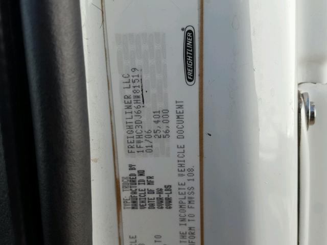 1FVHC3DJ66HW81519 - 2006 FREIGHTLINER M2 106 HEA WHITE photo 10