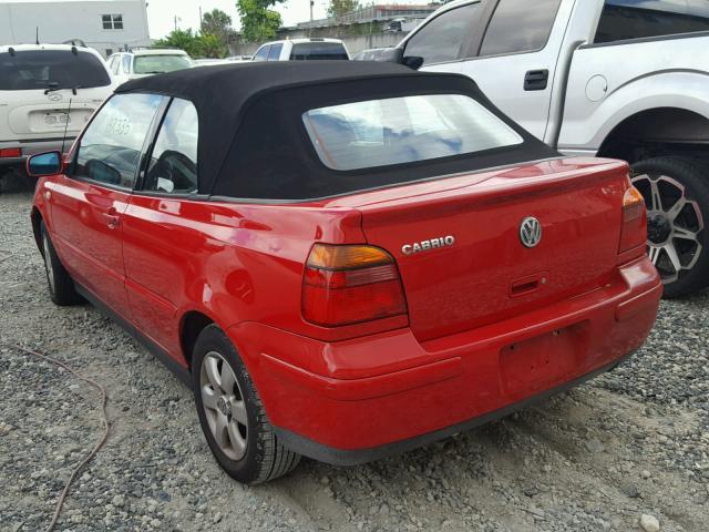 3VWDC21V82M811606 - 2002 VOLKSWAGEN CABRIO GLX RED photo 3