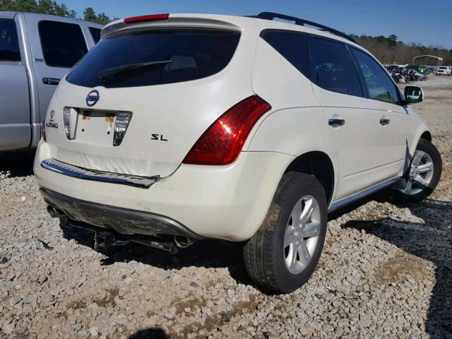 JN8AZ08T56W428830 - 2006 NISSAN MURANO SL WHITE photo 4