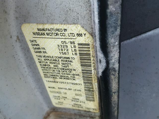 1N4AB41D5TC790931 - 1996 NISSAN SENTRA E GOLD photo 10