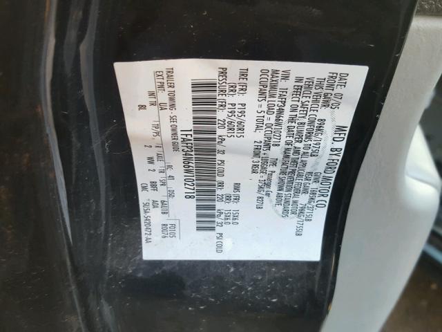 1FAFP34N66W102718 - 2006 FORD FOCUS ZX4 BLACK photo 10