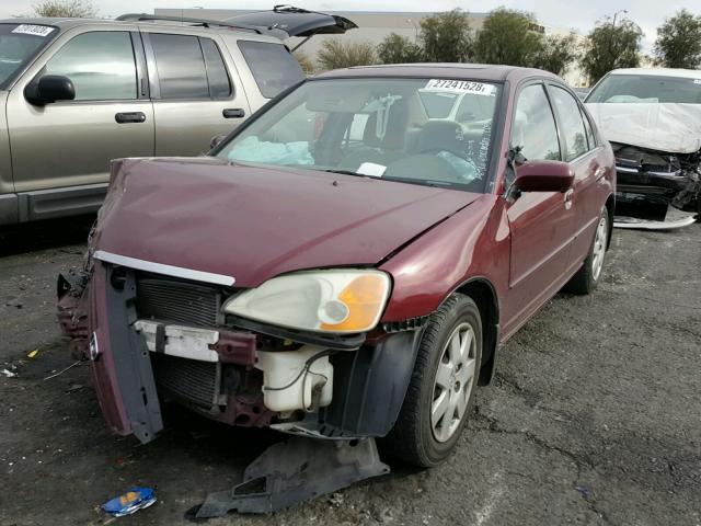 1HGES25792L080113 - 2002 HONDA CIVIC EX RED photo 2