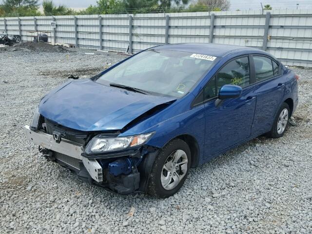 19XFB2F50EE014207 - 2014 HONDA CIVIC LX BLUE photo 2