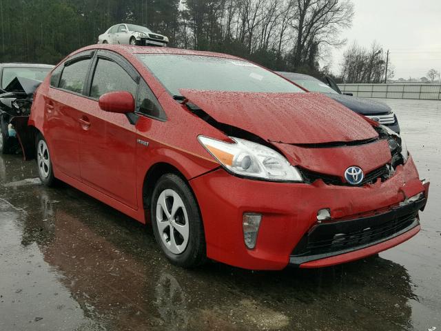 JTDKN3DU5D0337696 - 2013 TOYOTA PRIUS RED photo 1