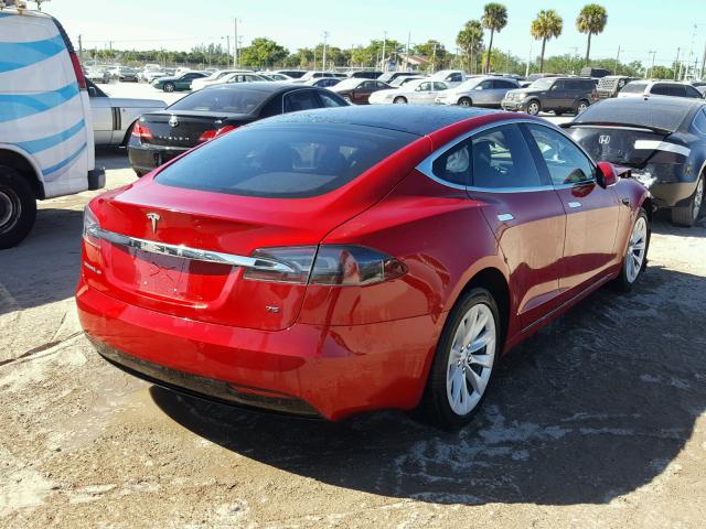 5YJSA1E19HF210364 - 2017 TESLA MODEL S RED photo 4