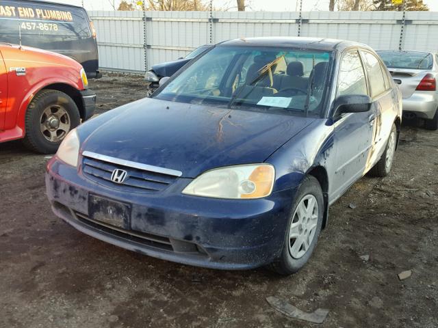 1HGES16573L017164 - 2003 HONDA CIVIC LX BLUE photo 2