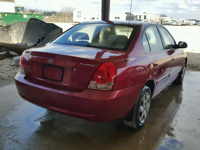 KMHDN46D74U811373 - 2004 HYUNDAI ELANTRA GL RED photo 4