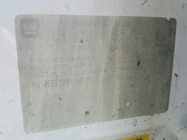 1G1ZE5E1XBF398723 - 2011 CHEVROLET MALIBU LTZ 白色 照片 10