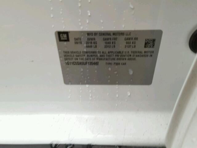 1G11C5SA5GF135442 - 2016 CHEVROLET MALIBU LIM 白色 照片 10