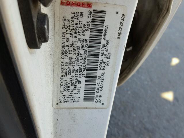 JT2AE09VXR0068395 - 1994 TOYOTA COROLLA BA WHITE photo 10