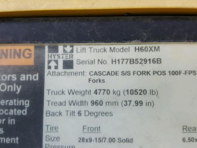 H177B52916B - 2004 HYST FORKLIFT YELLOW photo 10