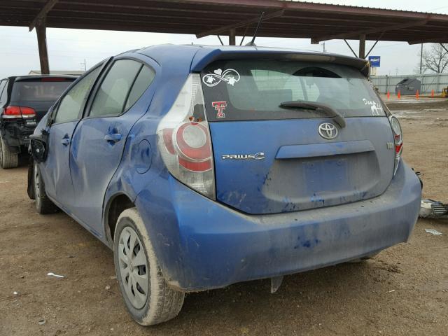 JTDKDTB32D1557160 - 2013 TOYOTA PRIUS C BLUE photo 3