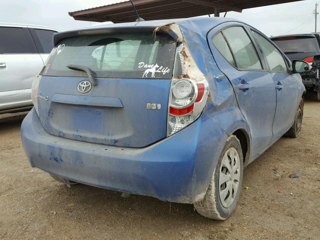 JTDKDTB32D1557160 - 2013 TOYOTA PRIUS C BLUE photo 4