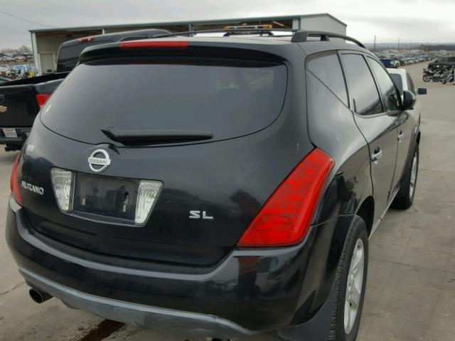 JN8AZ08T54W215227 - 2004 NISSAN MURANO SL BLACK photo 4