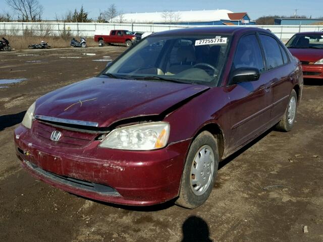 2HGES16573H594984 - 2003 HONDA CIVIC LX MAROON photo 2