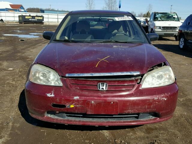 2HGES16573H594984 - 2003 HONDA CIVIC LX MAROON photo 9