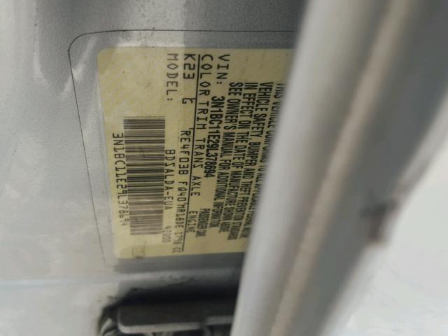 3N1BC11E29L378694 - 2009 NISSAN VERSA S SILVER photo 10