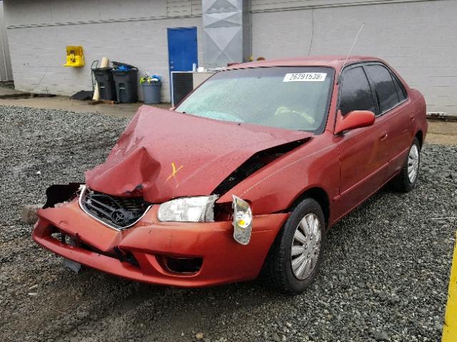 1NXBR12E22Z618599 - 2002 TOYOTA COROLLA CE RED photo 2