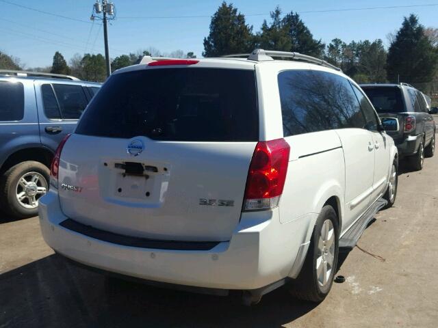 5N1BV28U14N348441 - 2004 NISSAN QUEST S WHITE photo 4