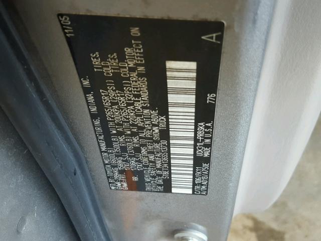 5TBET34136S513730 - 2006 TOYOTA TUNDRA DOU SILVER photo 10