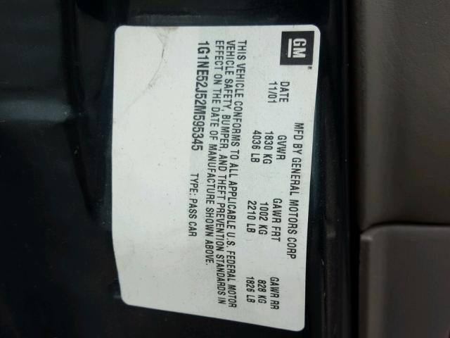 1G1NE52J52M595345 - 2002 CHEVROLET MALIBU LS მწვანე ფოტო 10