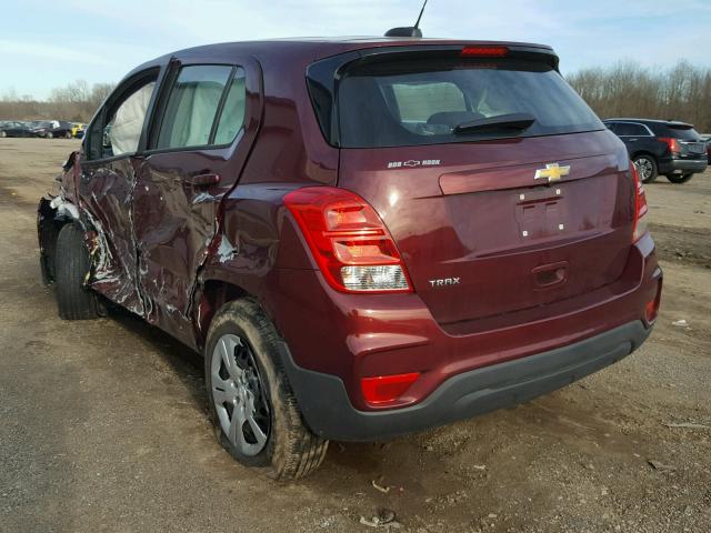 3GNCJKSB1HL275922 - 2017 CHEVROLET TRAX LS MAROON photo 3