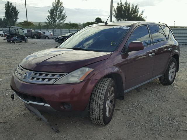 JN8AZ08T27W525971 - 2007 NISSAN MURANO SL BURGUNDY photo 2