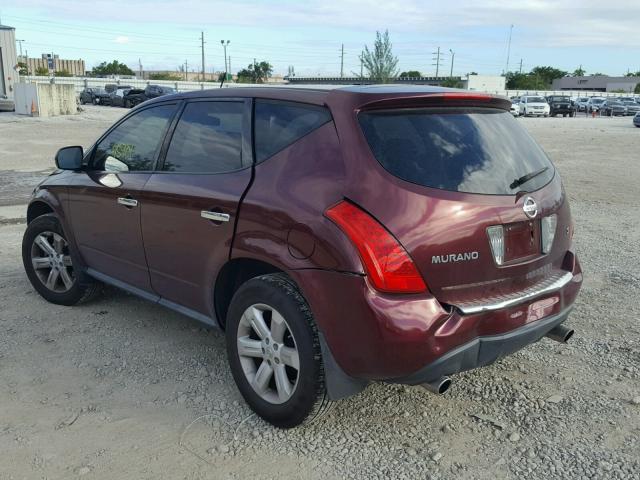 JN8AZ08T27W525971 - 2007 NISSAN MURANO SL BURGUNDY photo 3